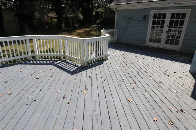 a view of a wooden deck
