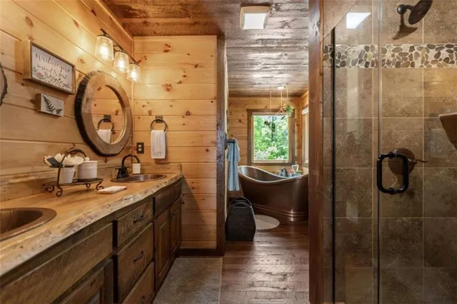 a living room with furniture