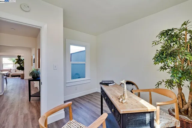 a room with a table and a chair