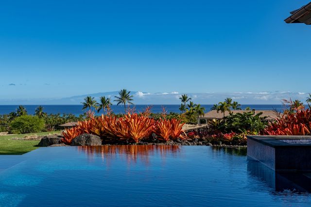 view of an ocean from a dining space