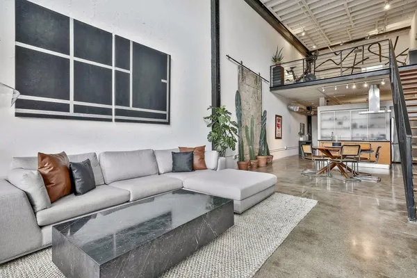 a living room with furniture