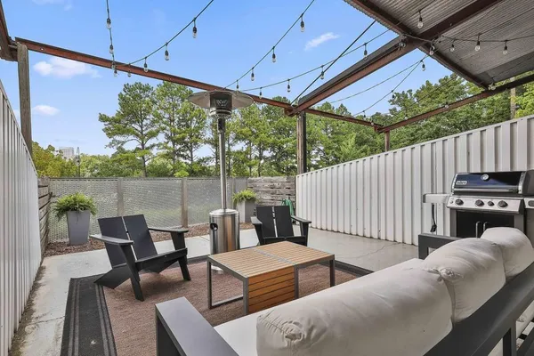 a outdoor view with a sitting space