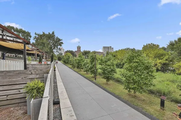a view of a pathway both side of building