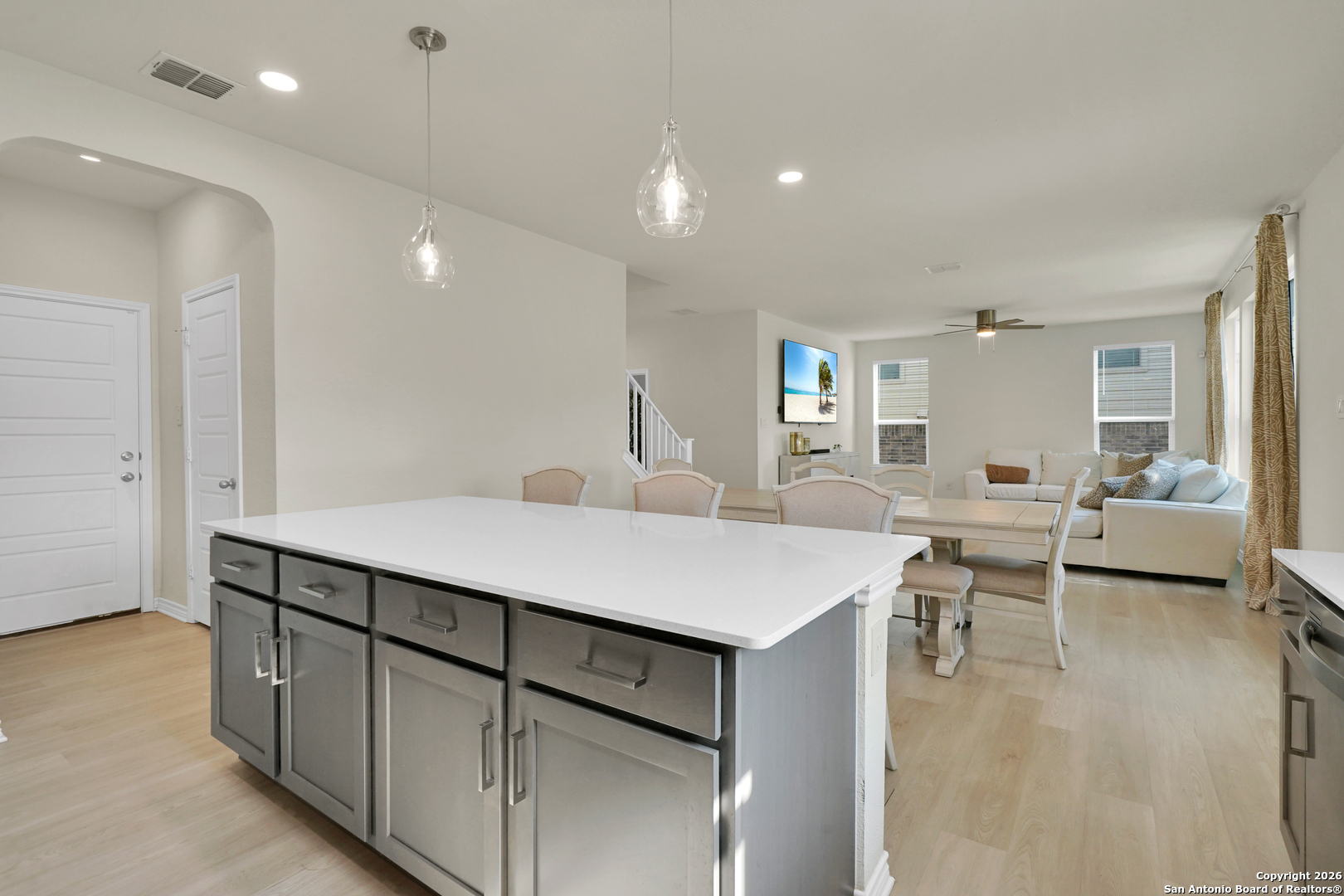3634 Marvel Bulverde, TX 78163 - Photo 20 of 42 a kitchen with a sink cabinets and wooden floor