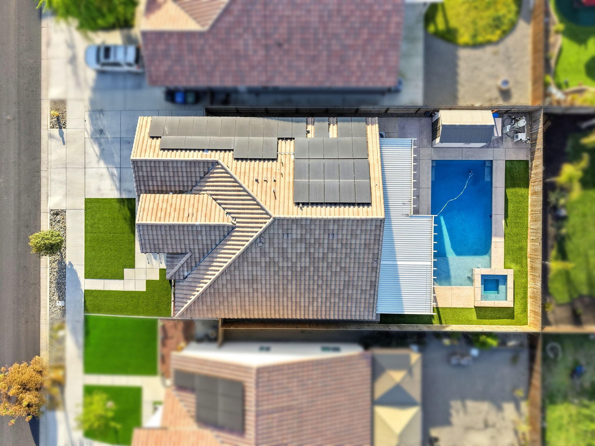 756 Strada Street Lemoore, CA 93245 - Photo 46 of 53 a aerial view of a house with a garden and plants