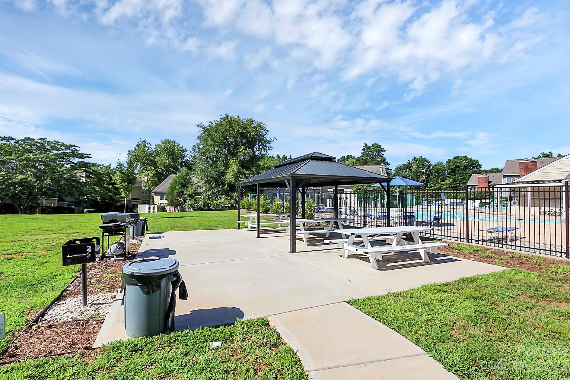 6144 Heath Ridge Court, Unit C Charlotte, NC 28210 - Photo 34 of 36 a view of a patio with swimming pool and furniture