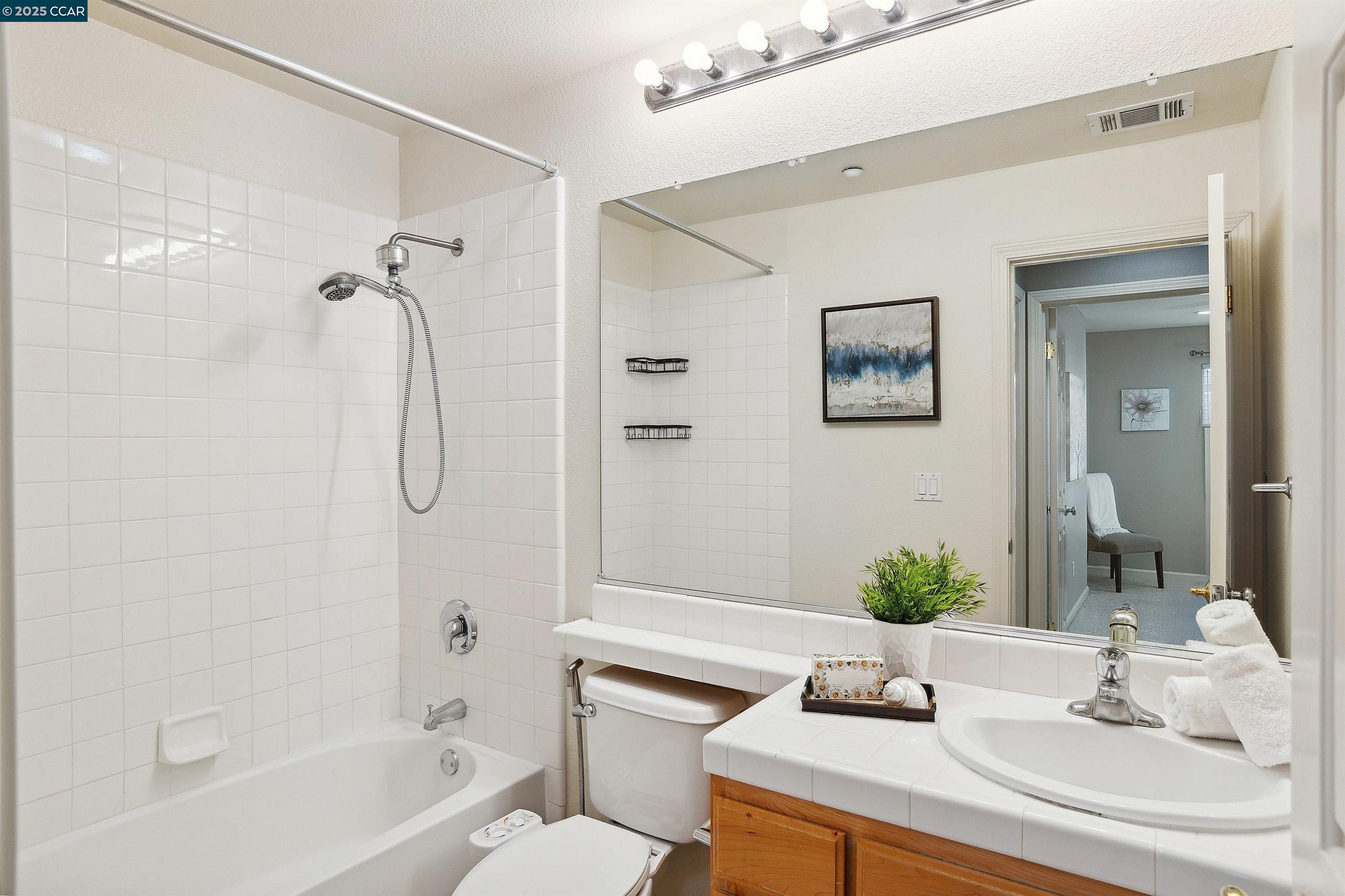2073 Watermill Road San Ramon, CA 94582 - Photo 30 of 46 a bathroom with a sink mirror and a shower