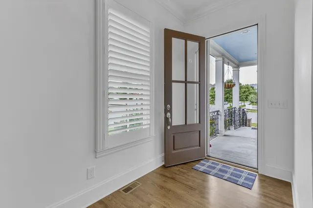 an empty room with windows