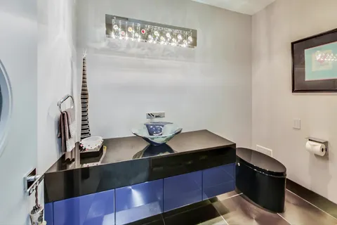 a view of workspace with cabinets