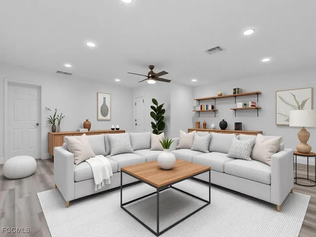 a living room with furniture