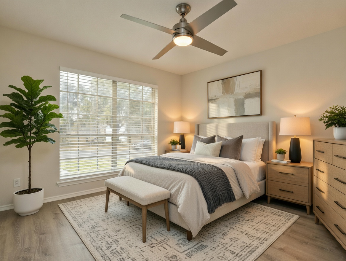512 Shep Street Austin, TX 78748 - Photo 8 of 16 Bedroom with a ceiling fan and light wood-type flooring