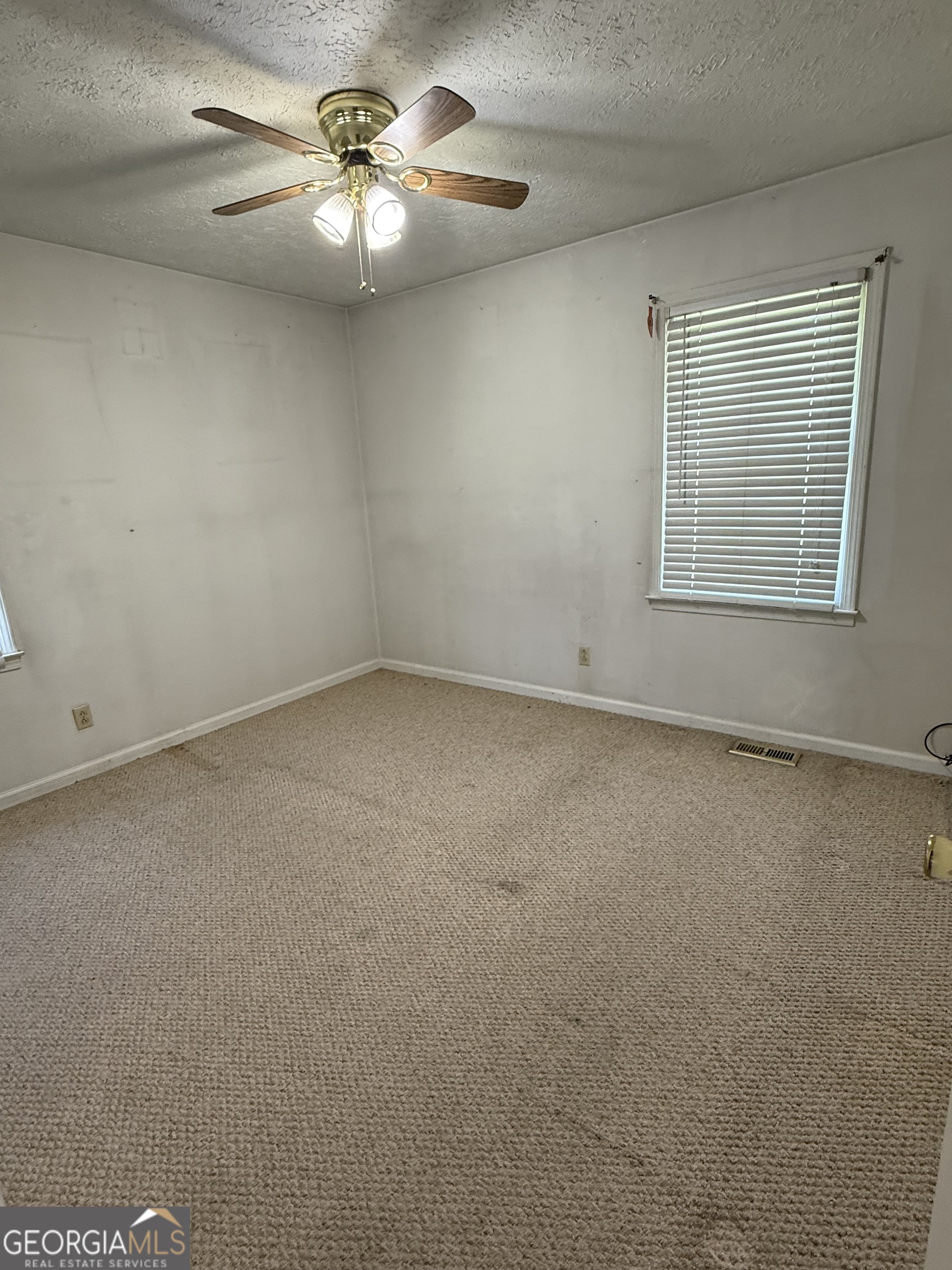 140 Rene Lane Cochran, GA 31014 - Photo 28 of 29 an empty room with a chandelier fan and windows