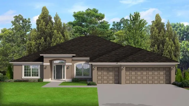 front view of a house with a yard