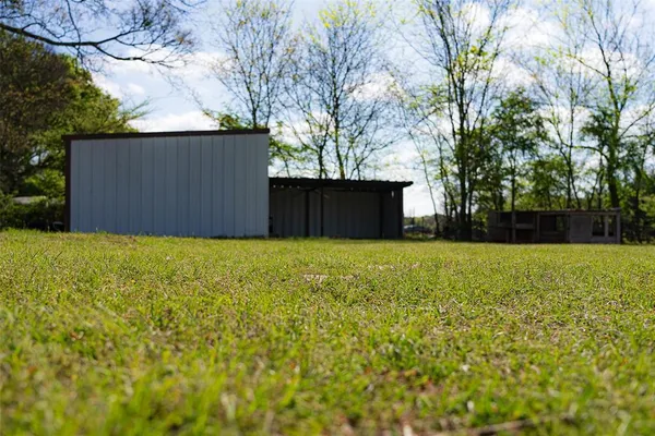 an aerial view of a yard