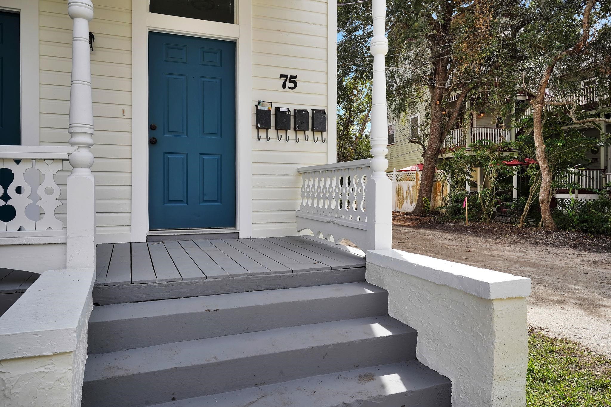 75 Cedar Street St. Augustine, FL 32084 - Photo 22 of 56 a front view of a house with stairs