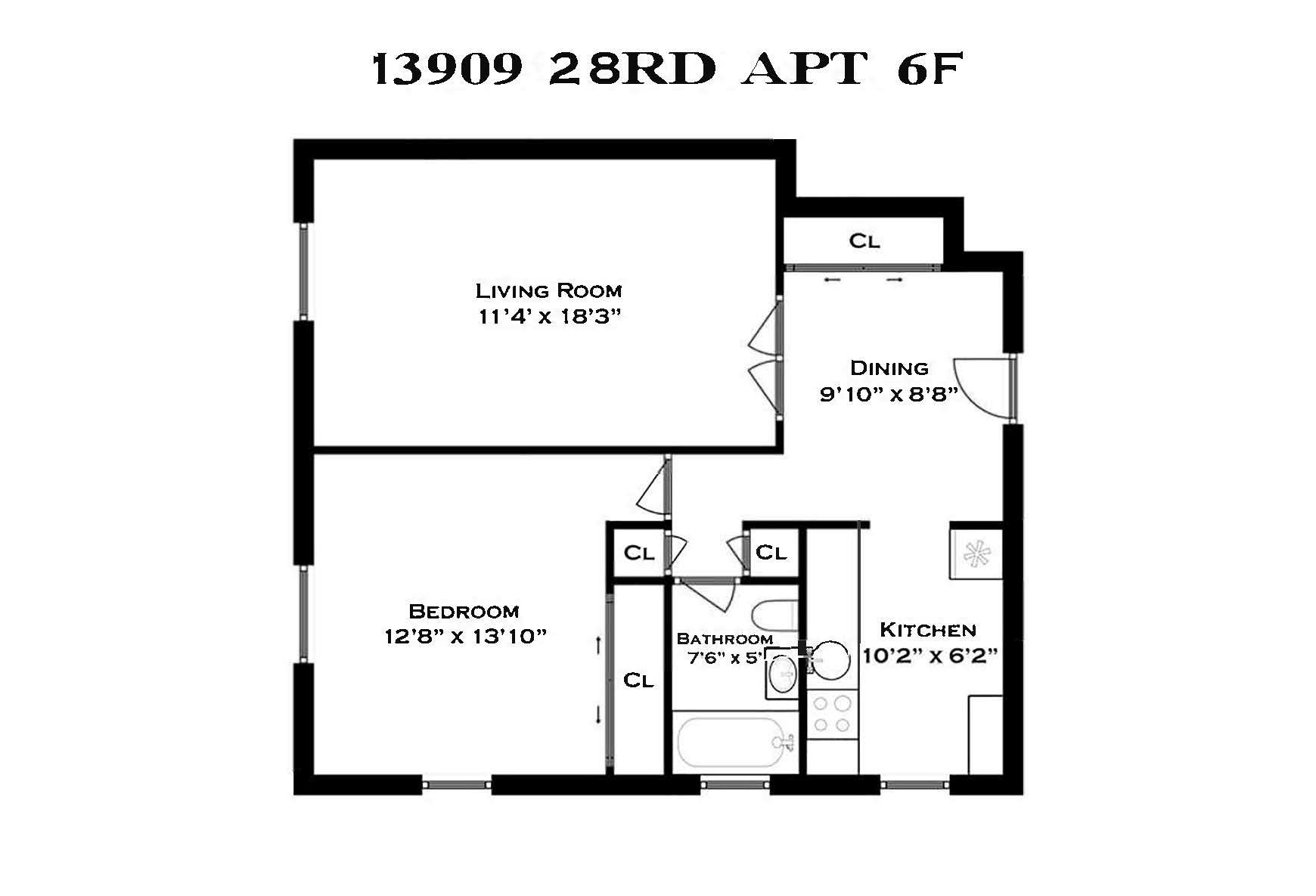 139-09 28th Road, Unit 6F Queens, NY 11354 - Photo 5 of 14 View of room layout