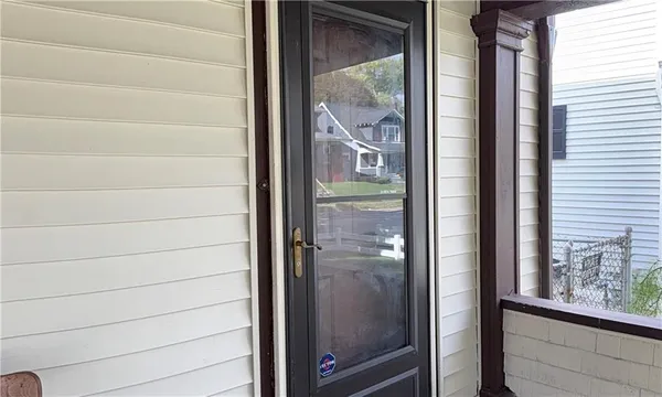 a view of a glass door with a glass door