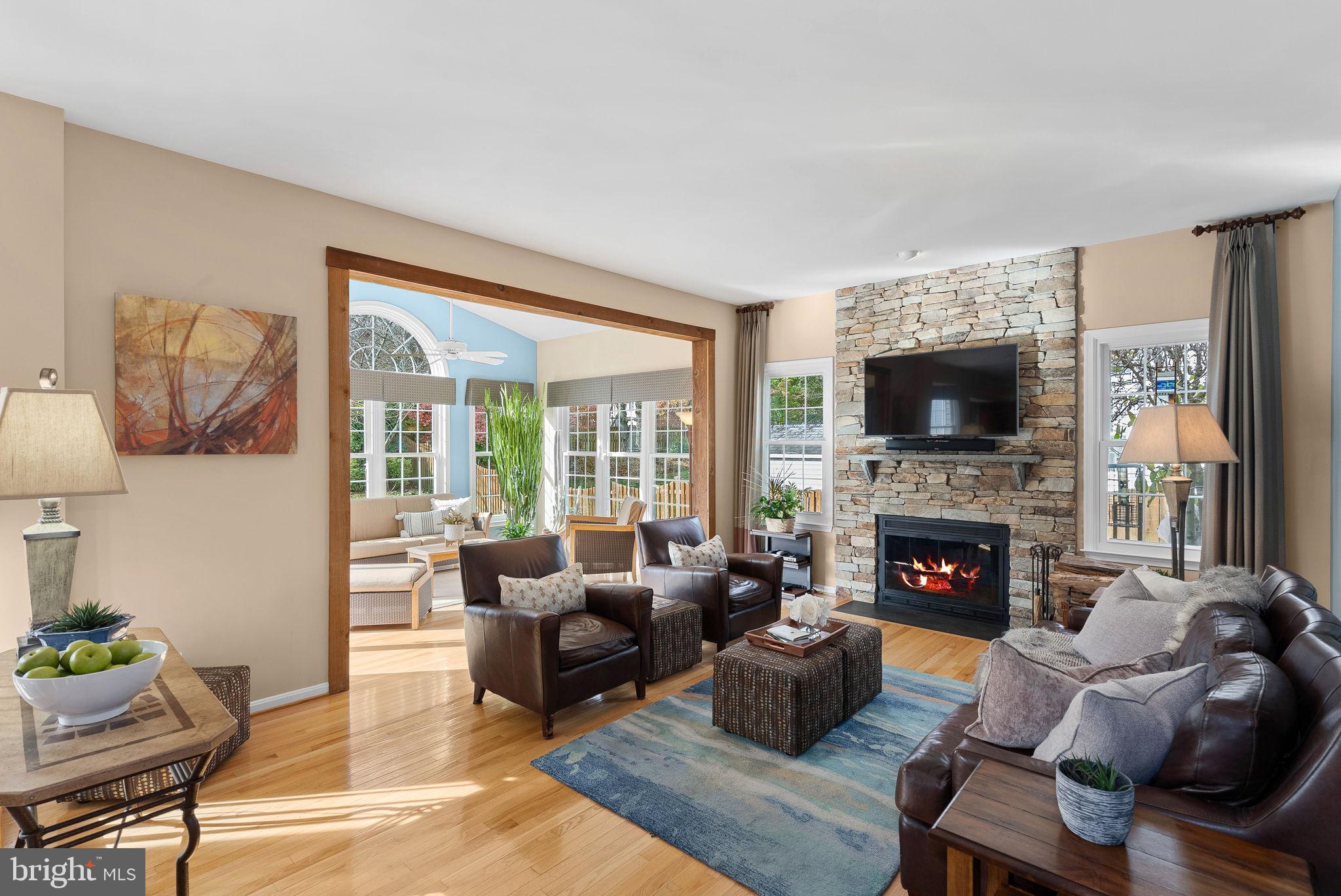 1706 Ladd Street Silver Spring, MD 20902 - Photo 5 of 62 Stacked natural fieldstone woodburning fireplace!