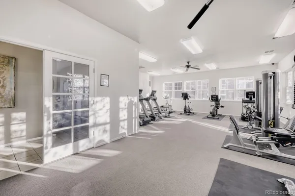 a view of a room with gym equipment