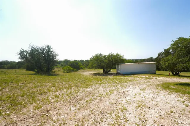 a view of a yard with a tree
