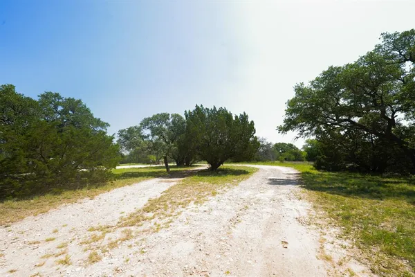 a yard with lake view
