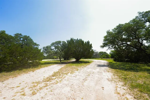 a yard with lake view