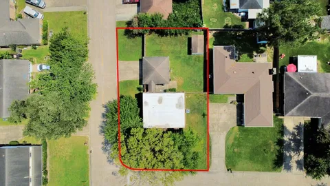 an aerial view of a house