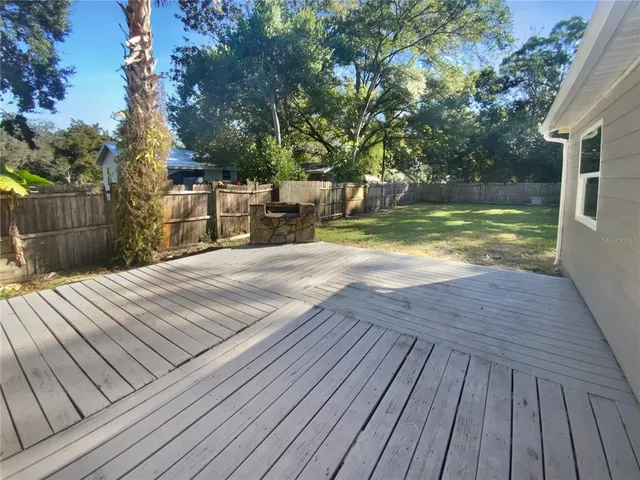 a view of a wooden deck