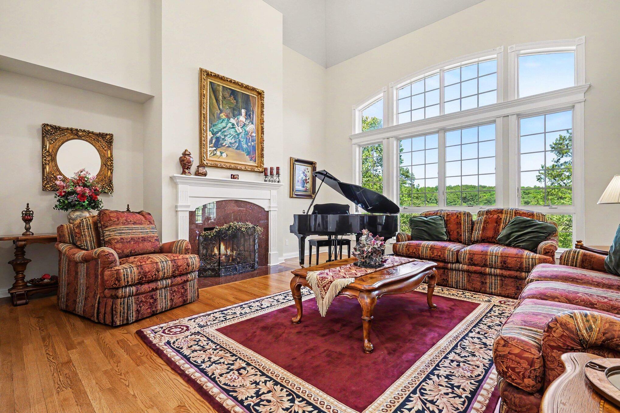 10195 Floyd Street Crown Point, IN 46307 - Photo 2 of 20 a living room with furniture a rug a fireplace and a large window