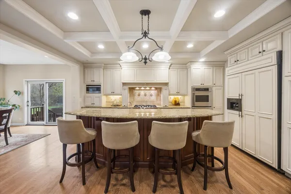 a living room with dining table