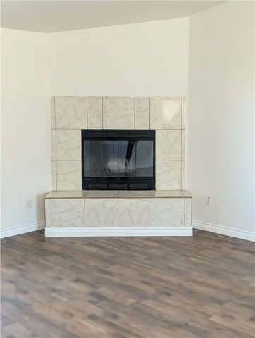 a living room with a fireplace