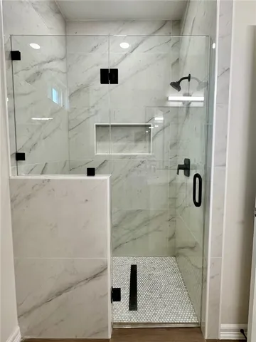 a bathroom with a shower