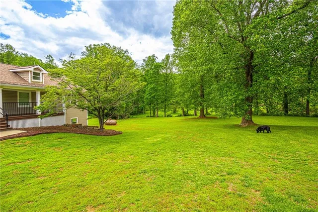 a view of a house with a yard patio and swimming pool