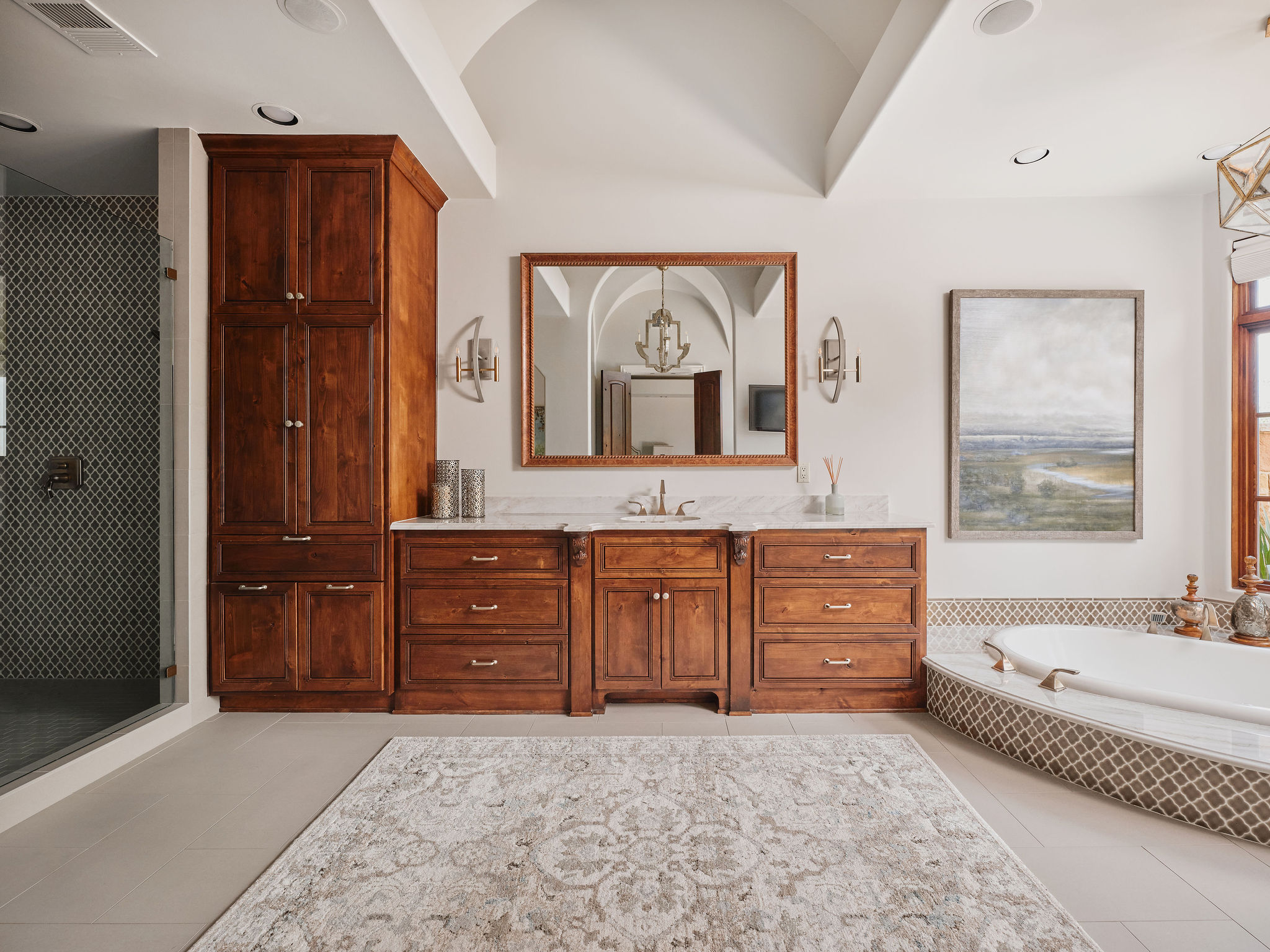 433 Brandon Way Austin, TX 78733 - Photo 16 of 40 Luxurious bathing retreat boasts a soaking tub, dual vanities, and a spacious walk-in shower.