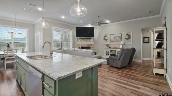 a workspace with furniture and a window