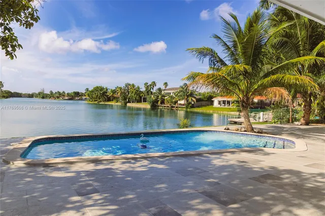 a view of a lake with houses