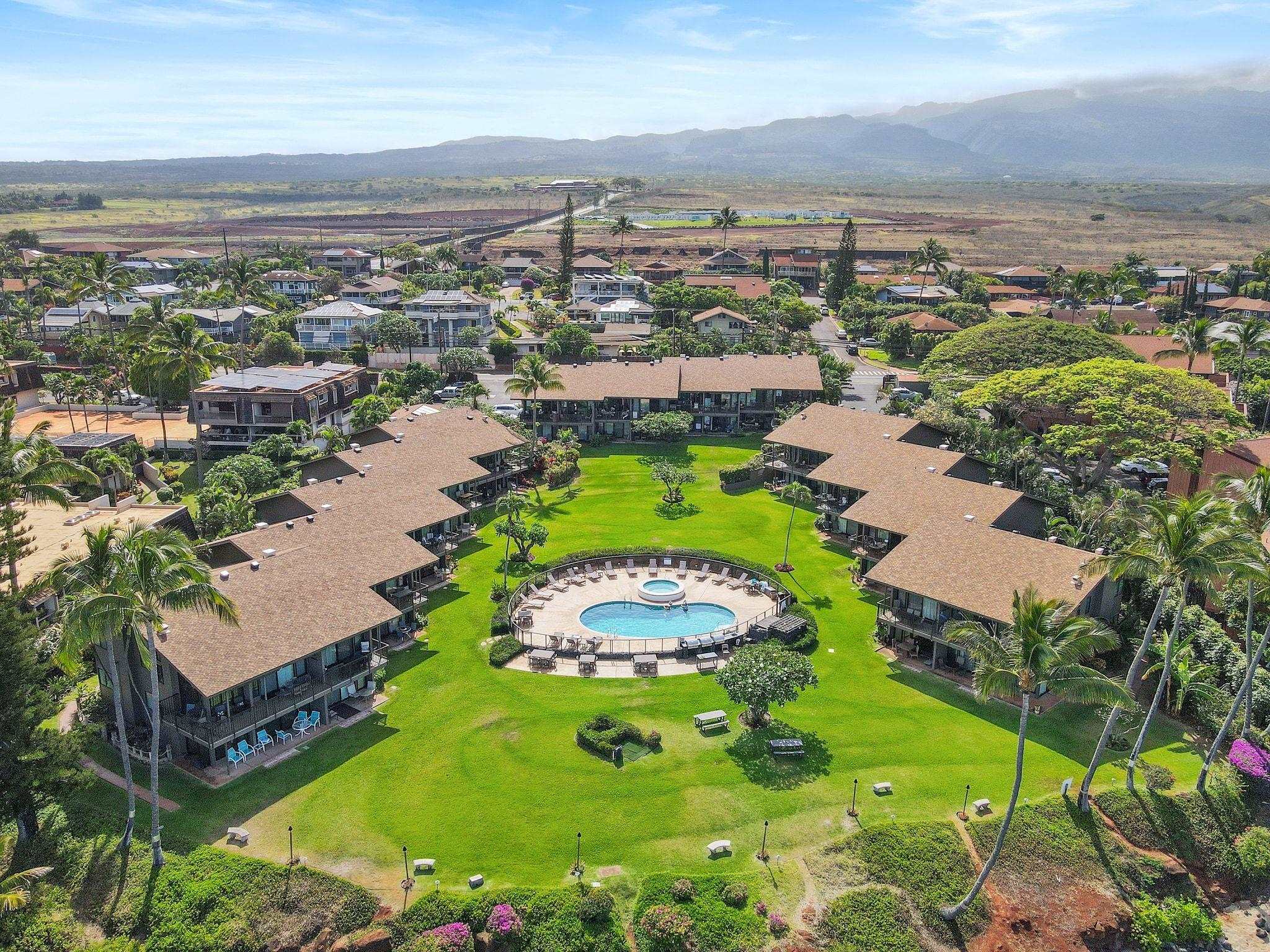 3975 Lower Honoapiilani Road, Unit 120 Lahaina, HI 96761 - Photo 22 of 22 an aerial view of residential houses with outdoor space