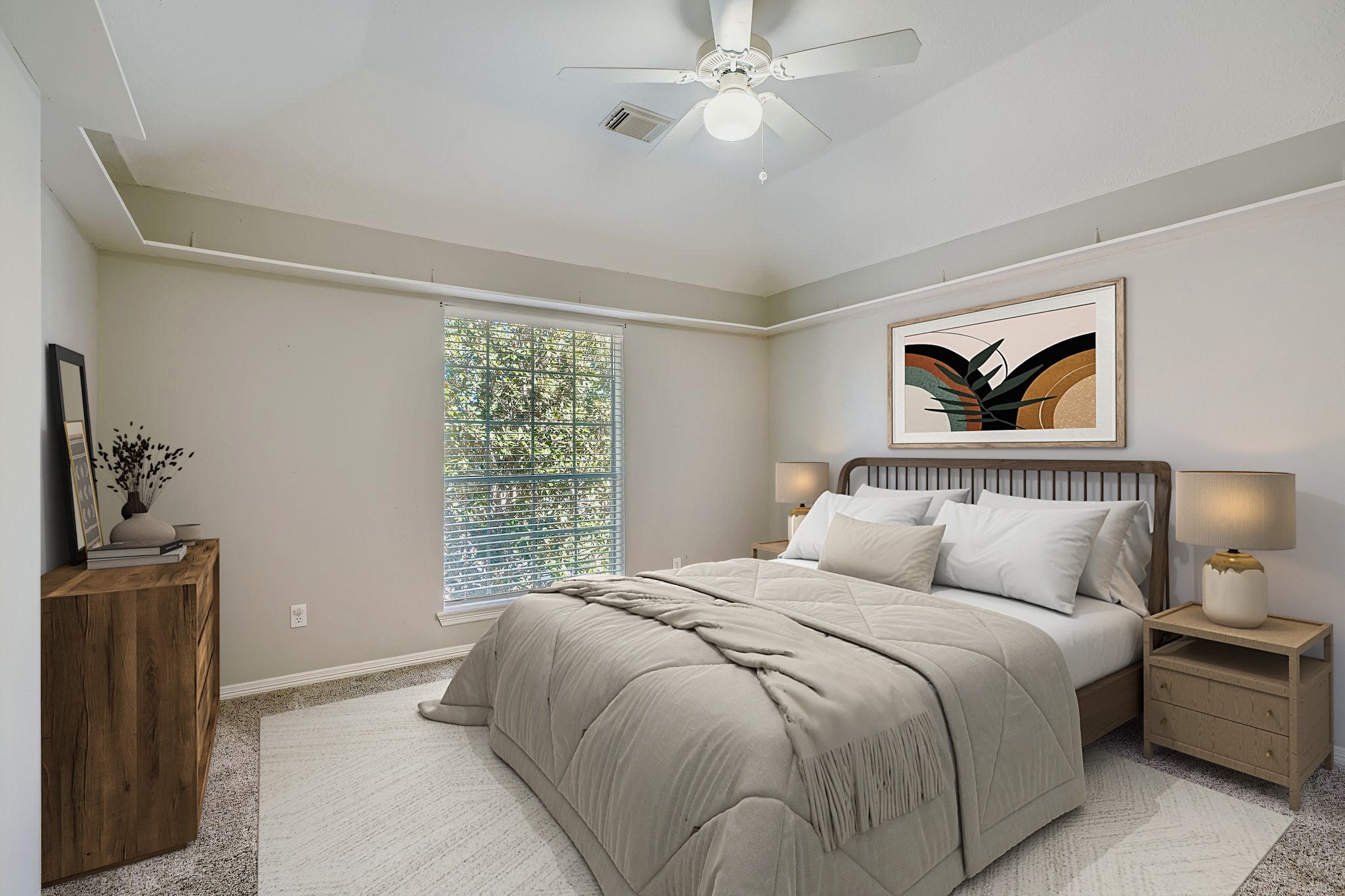 17415 Aspen Oak Court Spring, TX 77379 - Photo 30 of 39 a bedroom with a large bed and a chandelier