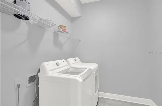 a view of a room with racks on the wall