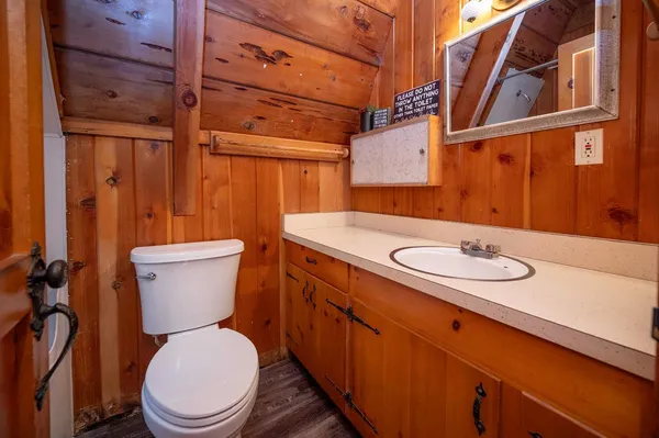 a bathroom with a sink a toilet and a shower