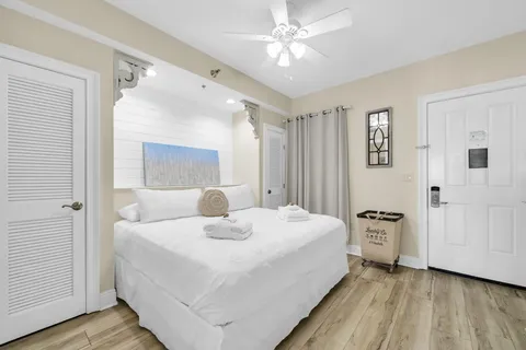 a view of a park with plants and trees