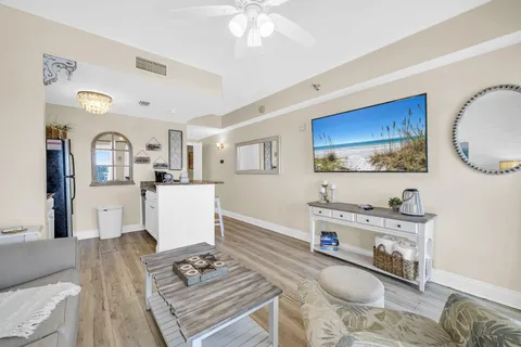 a view of a lake with a city