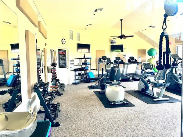 a room with gym equipment