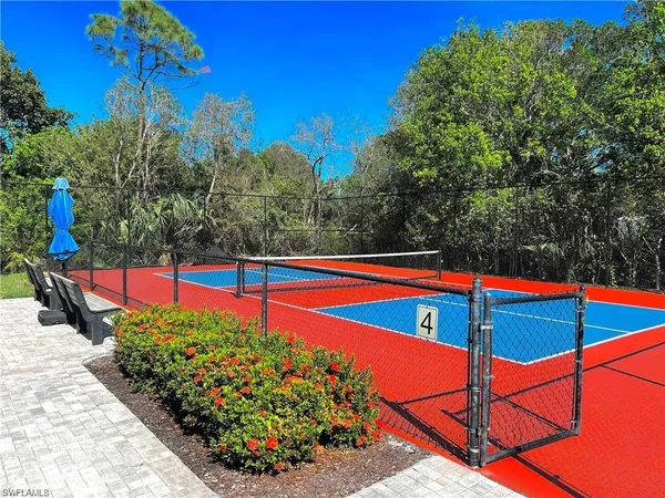 a view of an outdoor space with swimming pool