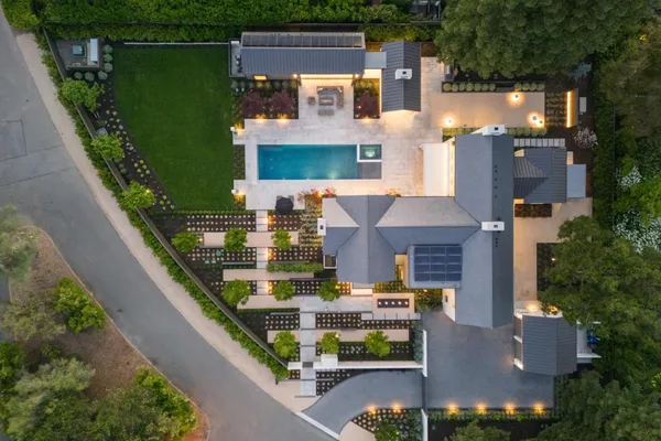 an aerial view of a house