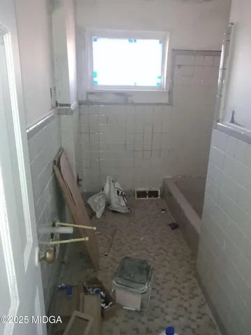 a bathroom with a window