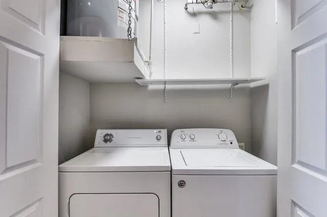 a view of a room with racks on the wall