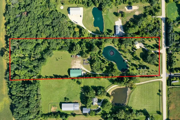 an aerial view of a house