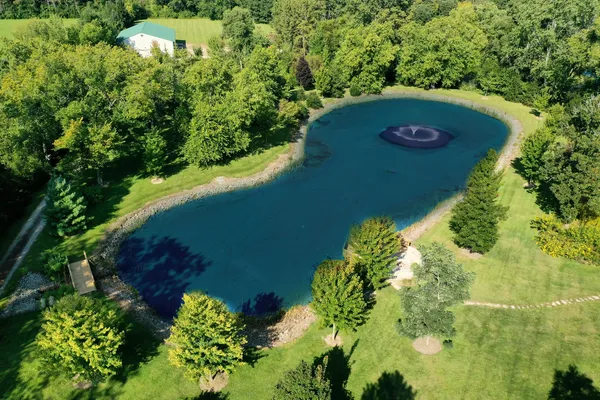 an aerial view of a house