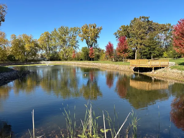 a view of a lake with houses